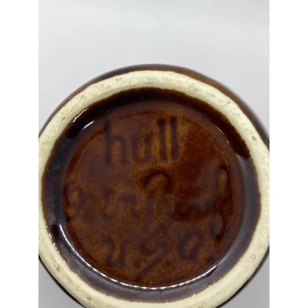 Vintage Hull Oven Proof Pottery Small Pitcher Creamer Syrup Brown Drip Glaze USA